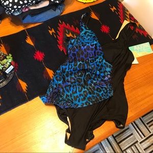 Retro 90’s Maxine of Hollywood One Piece bathing suit NWT SZ 18W